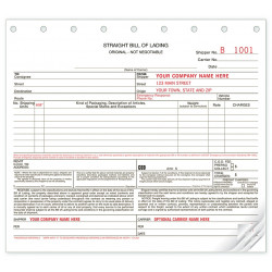 Carbonless Straight Bill of Ladings Forms