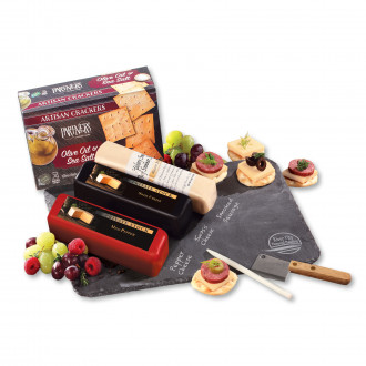 SALE - Shelf Stable Genuine Slate Serving Plate with Wisconsin Cheese & Sausage