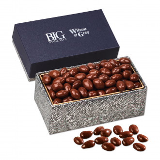 Chocolate Covered Almonds in Navy & Silver Gift Box