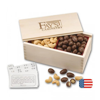 Chocolate Almonds & Cashew Filled Wooden Collectors Box