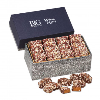 English Butter Toffee in Navy & Silver Gift Box