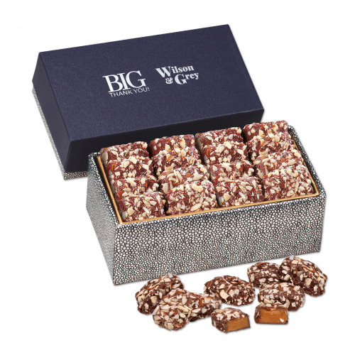 English Butter Toffee in Navy & Silver Gift Box 