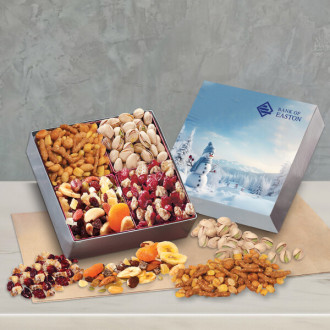 Gift Box with Gourmet Treats with Blue Snowman Sleeve