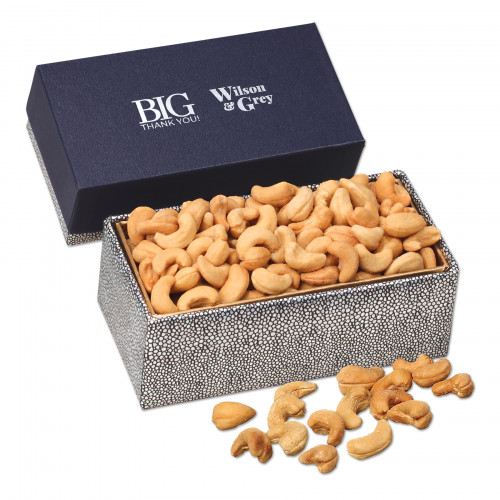 Fancy Cashews in Navy & Silver Gift Box 