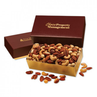 SALE - Deluxe Mixed Nuts in Burgundy & Gold Gift Box