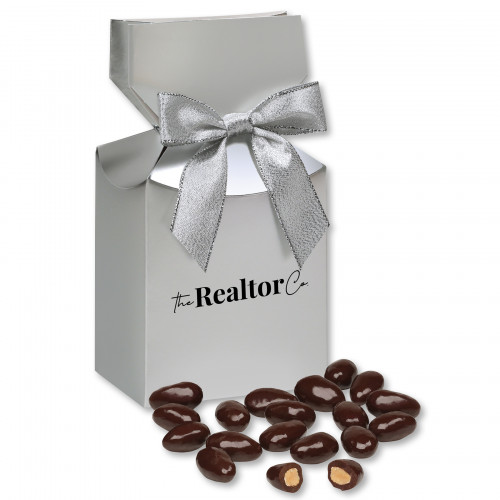 Dark Chocolate Covered Almonds in Silver Premium Delights Gift Box 