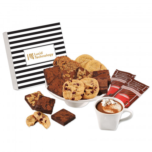 Gourmet Cookie & Brownie Gift Box with Stripes Sleeve 