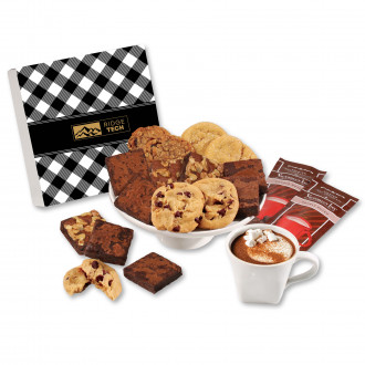 Gourmet Cookie & Brownie Gift Box with Black Plaid Sleeve