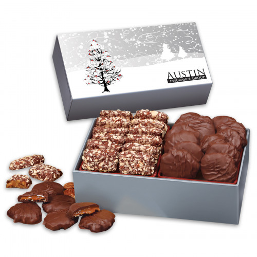 Toffee & Pecan Clusters in Gift Box with Cardinals in Tree Sleeve 