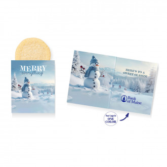 Foil-Stamped Stock Snowman Design Mini Sweeter Card with Single Sugar Cookie