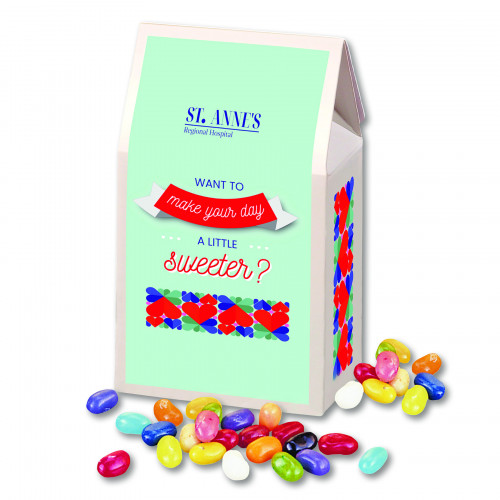 Jelly Belly Jelly Beans in Gable Top Gift Box with Full Color Imprint 
