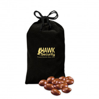Chocolate Covered Almonds in Black Velour Gift Bag