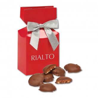 Caramel Pecan Clusters in Red Premium Delights Gift Box