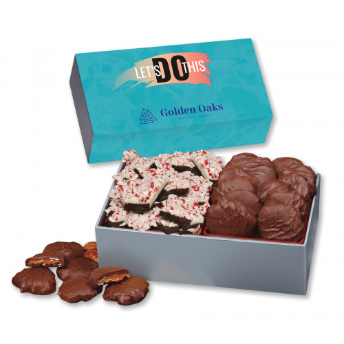 Pecan Clusters & Peppermint Bark in Gift Box with Full Color Sleeve 
