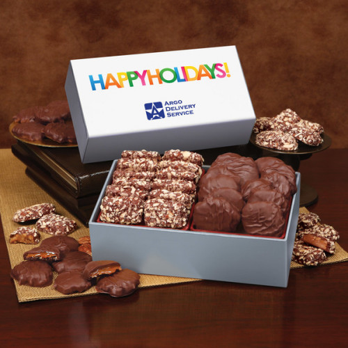 Toffee & Pecan Clusters in Gift Box with Happy Holidays Sleeve 