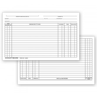 Account Record Billing Card, Single Entry