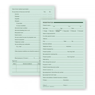 Dental Registration Forms Two Sided Green Ledger