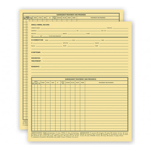 Vet Animal Exam Records Without Account Record Card File Vet Animal Exam Records Without Account Record Card File