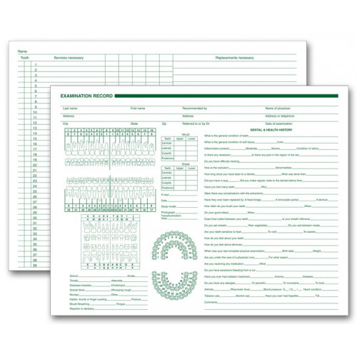 Dental Exam Record Horizontal Format Dental Exam Record Horizontal Format