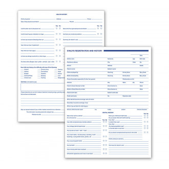 Dental Child Registration And History Forms 2 Sided