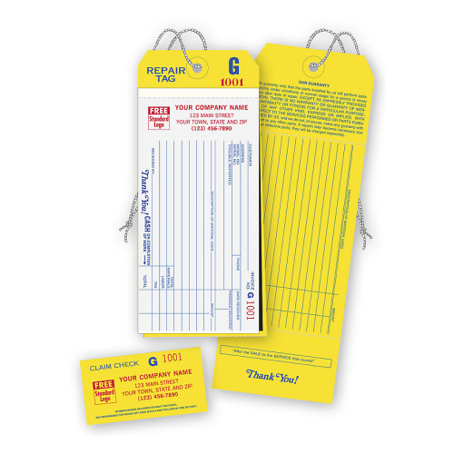 Repair Tags W/ Claim Check & Carbons, White Repair Tags W/ Claim Check & Carbons, White