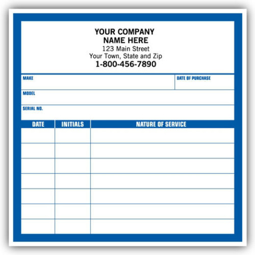 White Matte Service Record Labels White Matte Service Record Labels