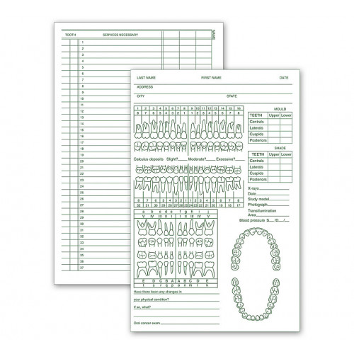 Dental Exam Records Two Sided 5" X 8" Dental Exam Records Two Sided 5" X 8"