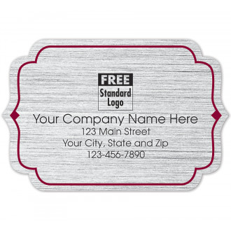 Bracket Label On Brushed Silver Poly W/Red Trim