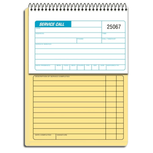 Service Call Books Consecutively Numbered Service Call Books Consecutively Numbered