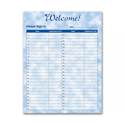 Patient Sign-In Sheet, Bright Skies Design Patient Sign-In Sheet, Bright Skies Design