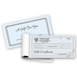 Contemporary Gift Certificates, Booked, Carbonless