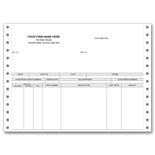 Continuous Invoices, Short Format Continuous Invoices, Short Format