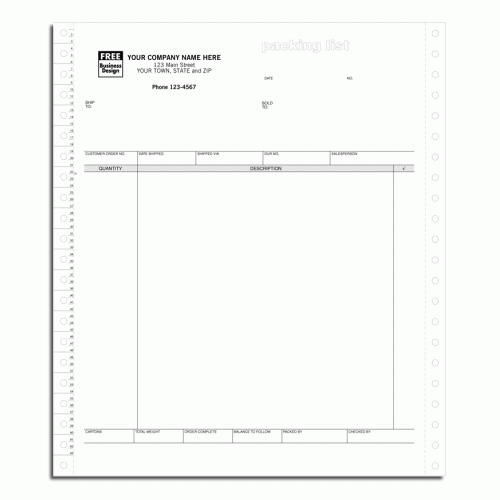 Continuous Packing List Continuous Packing List