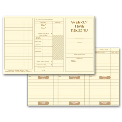 Weekly Employee Time Cards Weekly Employee Time Cards