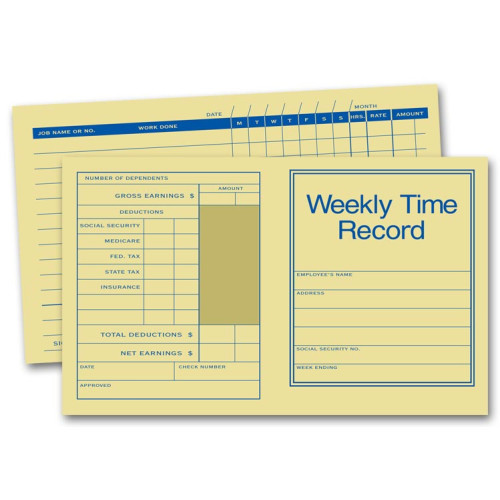 Weekly Time Record Cards Weekly Time Record Cards