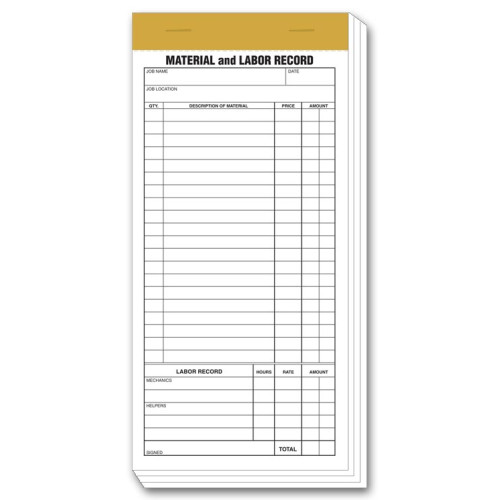 Material and Labor Booked Records Material and Labor Booked Records