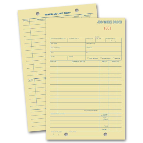 Tag Stock Work Order Pads Tag Stock Work Order Pads