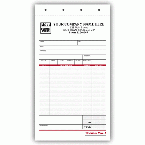 Sales Receipts with Personalized Wording Sales Receipts with Personalized Wording