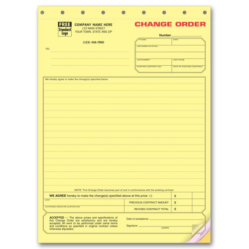 Special Contraction Change Order Forms Special Contraction Change Order Forms