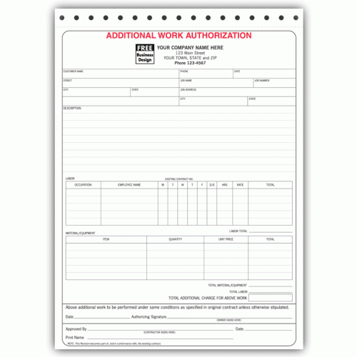 Work Authorization Business Forms Work Authorization Business Forms