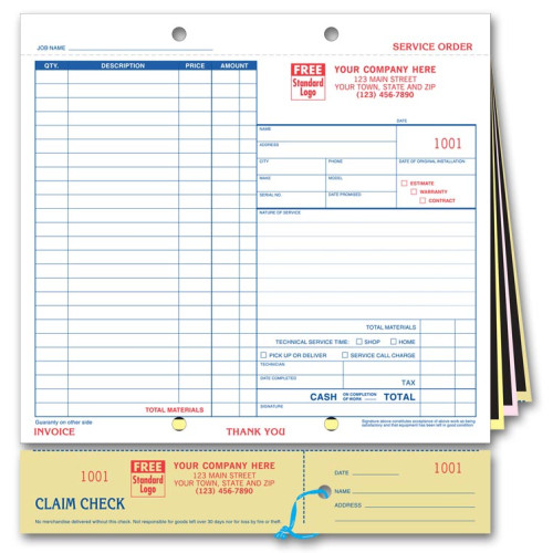 Service Forms with Claim Check Service Forms with Claim Check