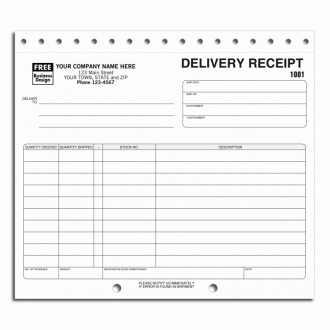 Preprinted Delivery Receipt Forms