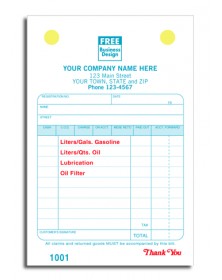 Service Station Small Classic Register Forms customized receipt books, sales pads, sales receipt books