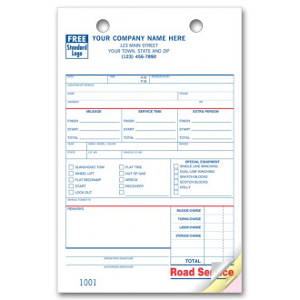 Road Service Towing Register Forms