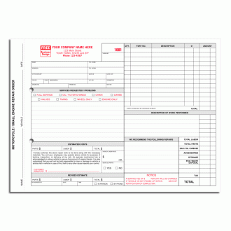 Motorcycle Repair Order Form