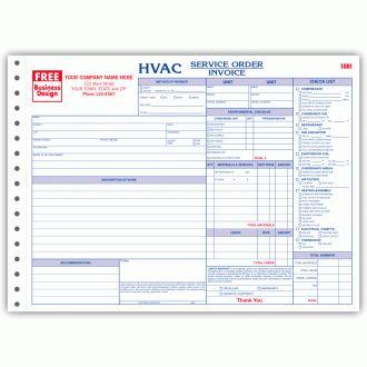 Horizontal Detailed HVAC Service Orders