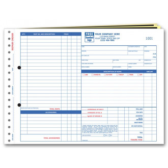 Repair Orders, Garage, Carbonless, Side-Stub, Large Format