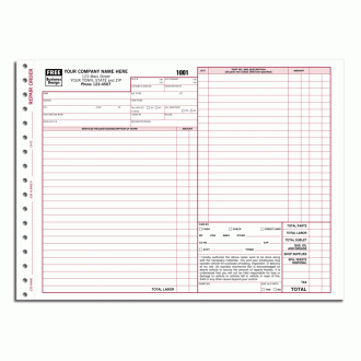 Auto Repair Order Forms, Carbonless