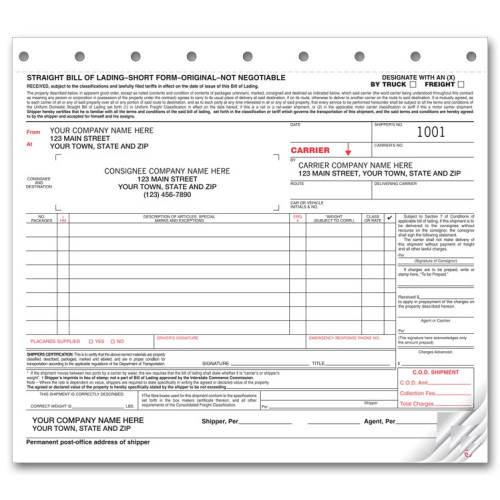 Regulated Bill of Lading Forms Regulated Bill of Lading Forms