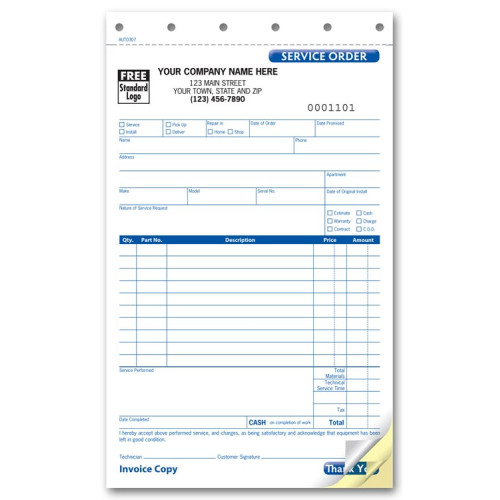 Carbonless Auto Service Order Forms Carbonless Auto Service Order Forms